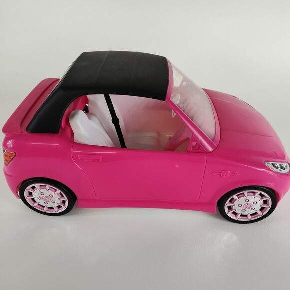 2014 Mattel Pink‎ Barbie Convertible with Black Seat Belts White Seats Removable - Picture 4 of 6